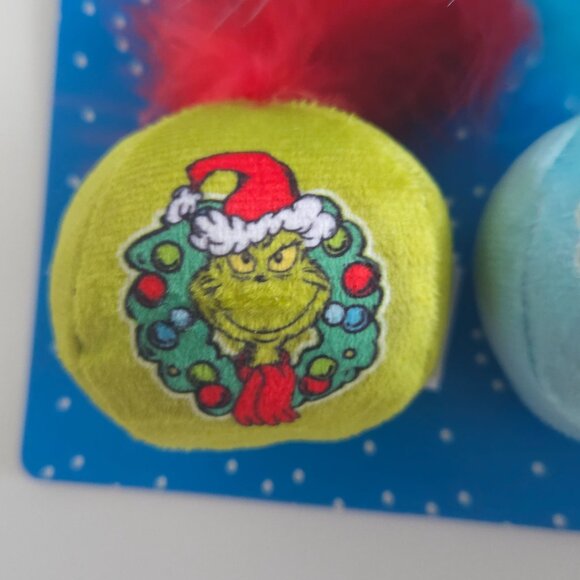 Dr. Seuss's The Grinch 3-Pack Cat Toys With Feathers Pet Animal Christmas - Picture 3 of 7
